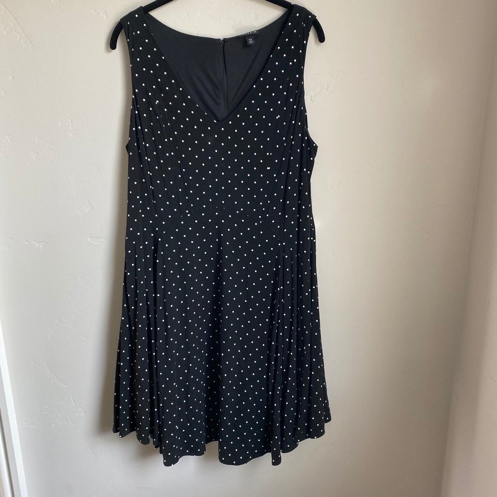 Torrid A line Black Polka Dot Dress V Neck